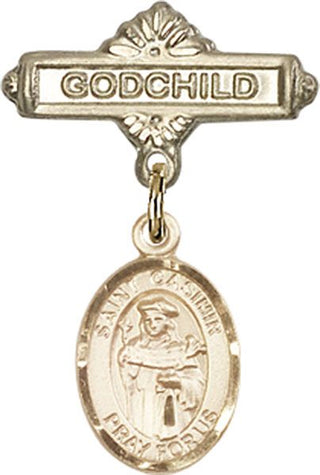 14kt Gold Godchild St. Casimir of Poland Baby Badge - Engravable