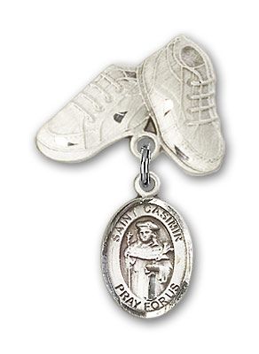 Sterling Silver Baby Boots St. Casimir of Poland Baby Badge - Engravable