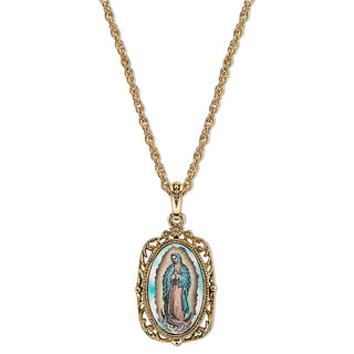 14K Gold-Dipped Enamel Lady Of Guadalupe Medallion Necklace - SALE
