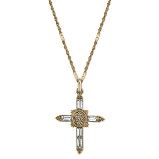 14K Gold-Dipped Crystal Cross Pendant Necklace