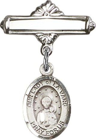 Sterling Silver Polished Badge Pin O/L of la Vang Baby Badge - Engravable