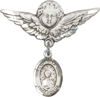 Sterling Silver Large Angel w/Wings O/L of la Vang Baby Badge - Engravable