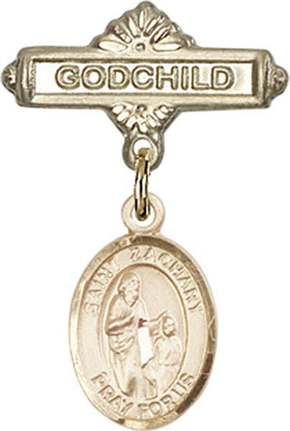 14kt Gold Filled Godchild St. Zachary Baby Badge - Engravable