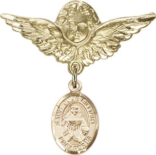 14kt Gold Filled Large Angel w/Wings St. Julie Billiart Baby Badge - Engravable