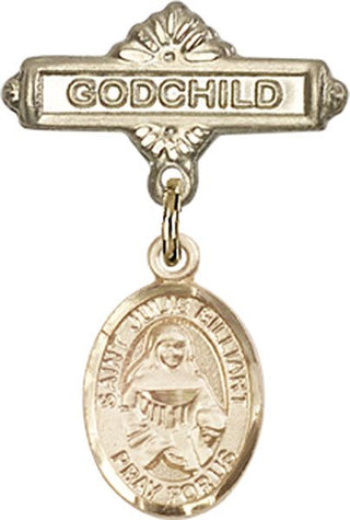 14kt Gold Godchild St. Julie Billiart Baby Badge - Engravable