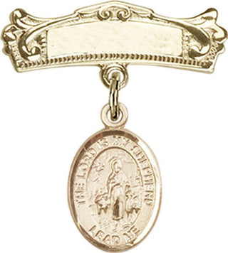 14kt Gold Filled Badge Pin Lord Is My Shepherd Baby Badge - Engravable