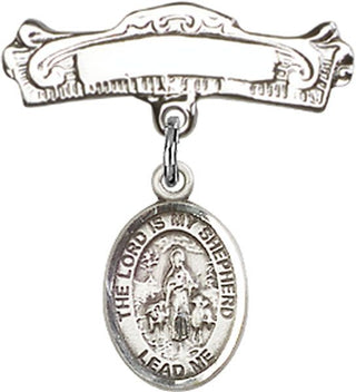 Sterling Silver Badge Pin Lord Is My Shepherd Baby Badge - Engravable