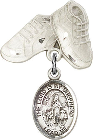 Sterling Silver Baby Boots Lord Is My Shepherd Baby Badge - Engravable