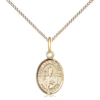 14kt Gold Saint Leo the Great Medal Engraved Catholic Saint Jewelry