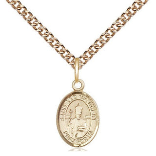 14kt Gold Saint Leo the Great Medal Engraved Catholic Saint Jewelry