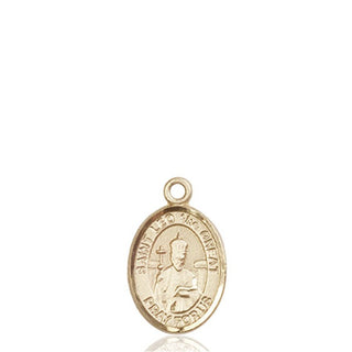 14kt Gold Saint Leo the Great Medal Engraved Catholic Saint Jewelry