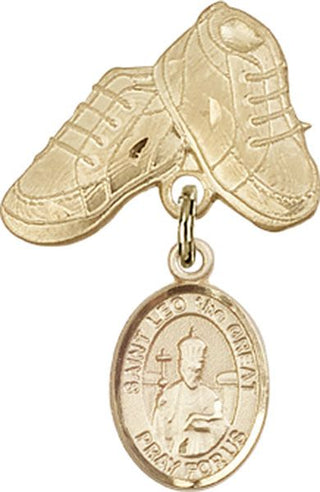 14kt Gold Filled Baby Boots St. Leo the Great Baby Badge - Engravable