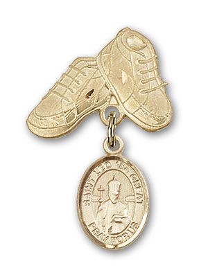 14kt Gold Baby Boots St. Leo the Great Baby Badge - Engravable