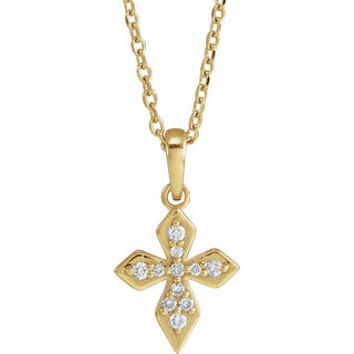 14K Yellow .05 CTW Natural Diamond Petite Cross 16-18" Necklace