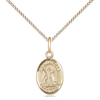 14kt Gold Saint Bridget of Sweden Medal Engraved Catholic Saint Jewelry