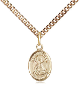 14kt Gold Saint Bridget of Sweden Medal Engraved Catholic Saint Jewelry