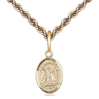 14kt Gold Saint Bridget of Sweden Medal Engraved Catholic Saint Jewelry
