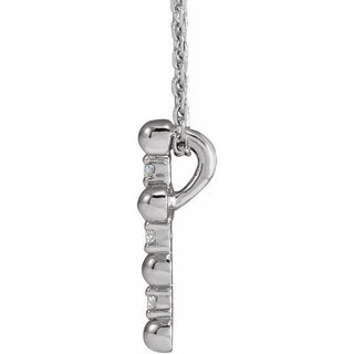 Platinum .07 CTW Natural Diamond Beaded Cross 16-18" Necklace