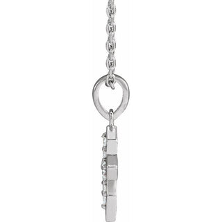 14K White .05 CTW Natural Diamond Petite Cross 16-18" Necklace