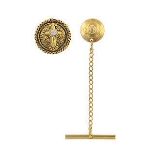 14K Gold-Dipped Crystal Cross Tie Tack