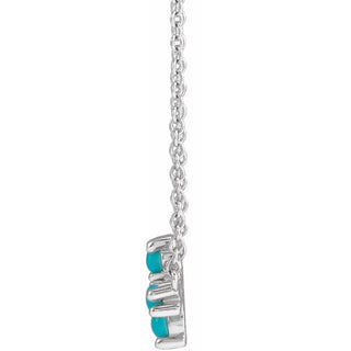 14K White Natural Turquoise Sideways Cross 18" Necklace