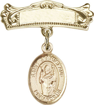 14kt Gold Filled Badge Pin St. Stanislaus Baby Badge - Engravable
