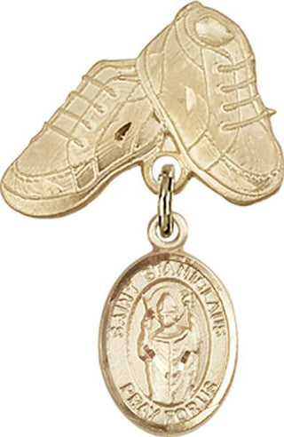 14kt Gold Filled Baby Boots St. Stanislaus Baby Badge - Engravable