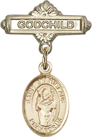 14kt Gold Godchild St. Stanislaus Baby Badge - Engravable