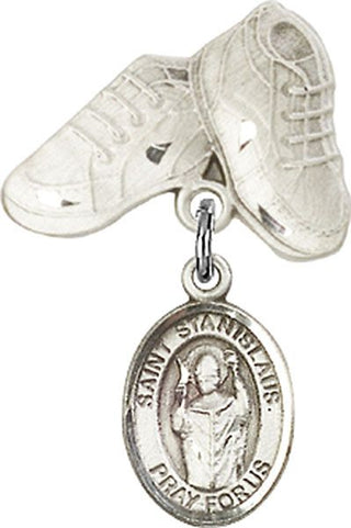 Sterling Silver Baby Boots St. Stanislaus Baby Badge - Engravable