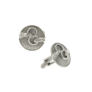 Silver-Tone Interlocking Rings Round Cuff Links