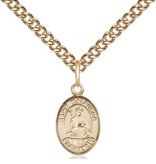 14kt Gold Saint Walburga Medal Engraved Catholic Saint Jewelry