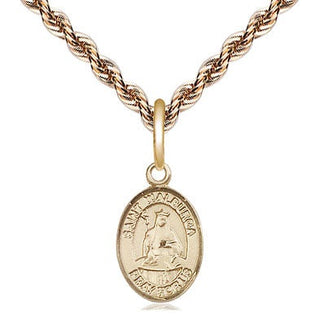 14kt Gold Saint Walburga Medal Engraved Catholic Saint Jewelry