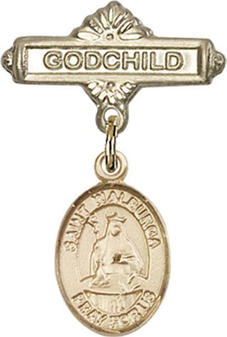 14kt Gold Godchild St. Walburga Baby Badge - Engravable
