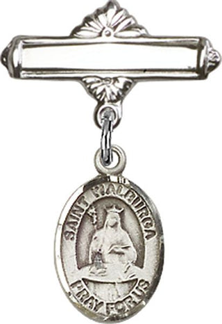 Sterling Silver Polished Badge Pin St. Walburga Baby Badge - Engravable