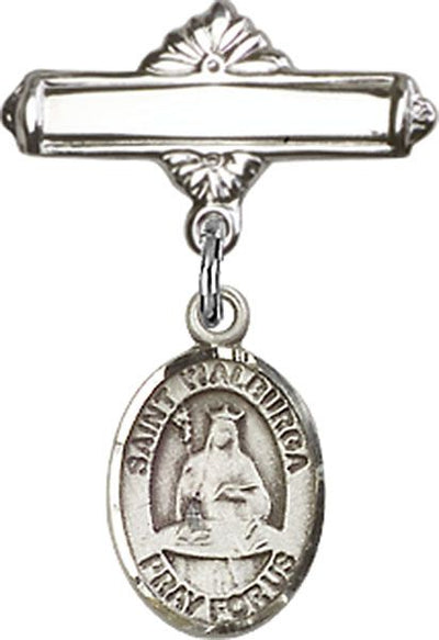 Sterling Silver Polished Badge Pin St. Walburga Baby Badge - Engravable