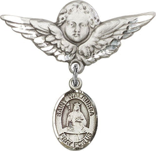 Sterling Silver Large Angel w/Wings St. Walburga Baby Badge - Engravable