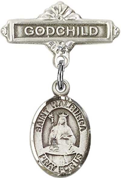 Sterling Silver Godchild St. Walburga Baby Badge - Engravable