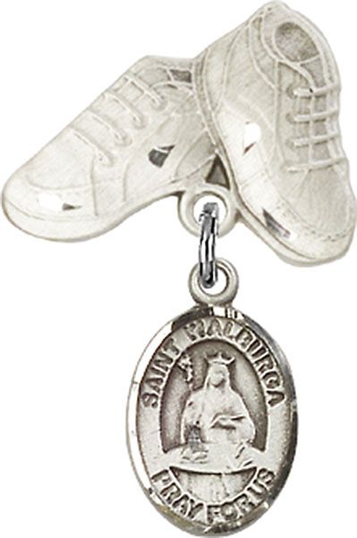 Sterling Silver Baby Boots St. Walburga Baby Badge - Engravable