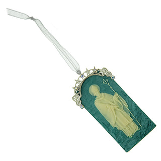 Silver-Tone and Crystal AB St. Patrick Cameo Ornament