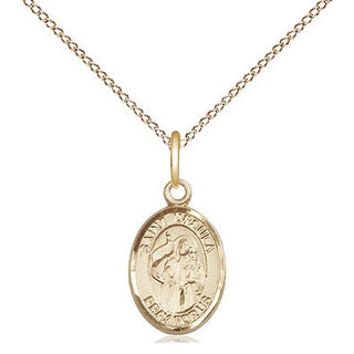 14kt Gold Saint Ursula Medal Engraved Catholic Saint Jewelry