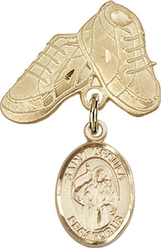 14kt Gold Baby Boots St. Ursula Baby Badge - Engravable