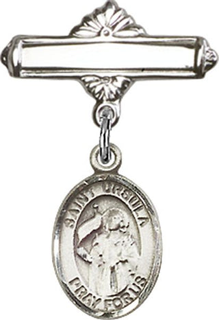 Sterling Silver Polished Badge Pin St. Ursula Baby Badge - Engravable