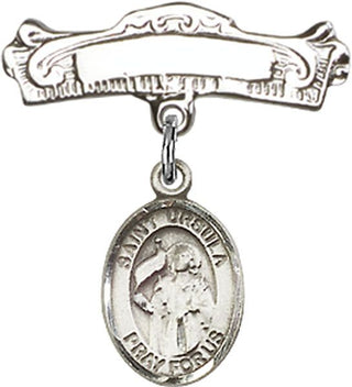 Sterling Silver Badge Pin St. Ursula Baby Badge - Engravable