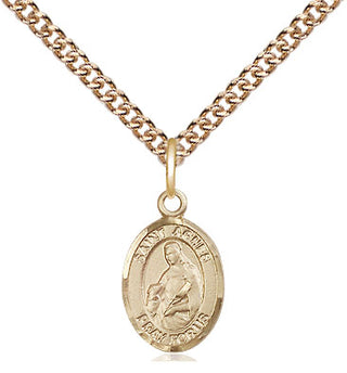 14kt Gold Saint Agnes of Rome Medal Engraved Catholic Saint Jewelry