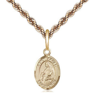 14kt Gold Saint Agnes of Rome Medal Engraved Catholic Saint Jewelry