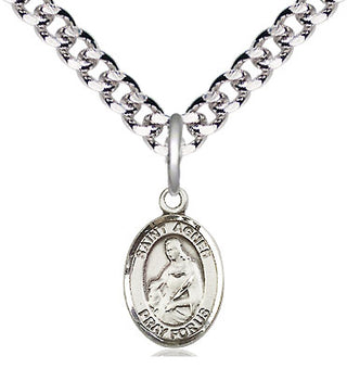Pewter Saint Agnes of Rome Medal Religious and Catholic Jewelry Engraved Catholic Saint Jewelry