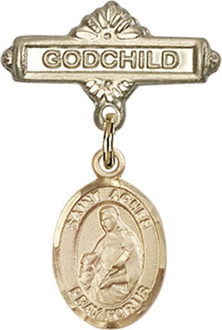 14kt Gold Filled Godchild St. Agnes of Rome Baby Badge - Engravable