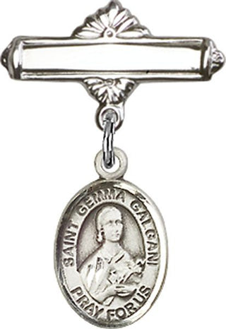 Sterling Silver Polished Badge Pin St. Gemma Galgani Baby Badge - Engravable