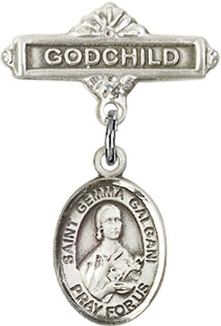 Sterling Silver Godchild St. Gemma Galgani Baby Badge - Engravable