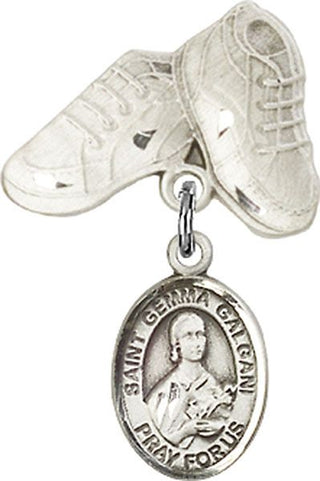 Sterling Silver Baby Boots St. Gemma Galgani Baby Badge - Engravable